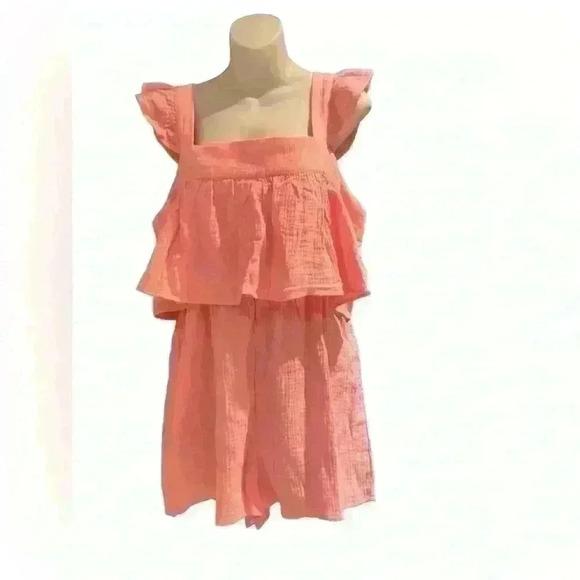 Pink Lily COMPLETELY IN TUNE PINK SQUARE NECK ROMPER - Large - Picture 2 of 3